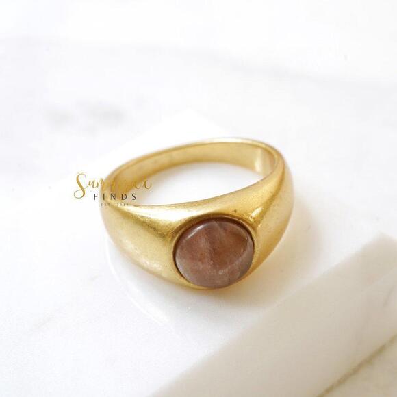 Madewell Stone Signet Ring Sunstone Size 7 - Picture 1 of 3